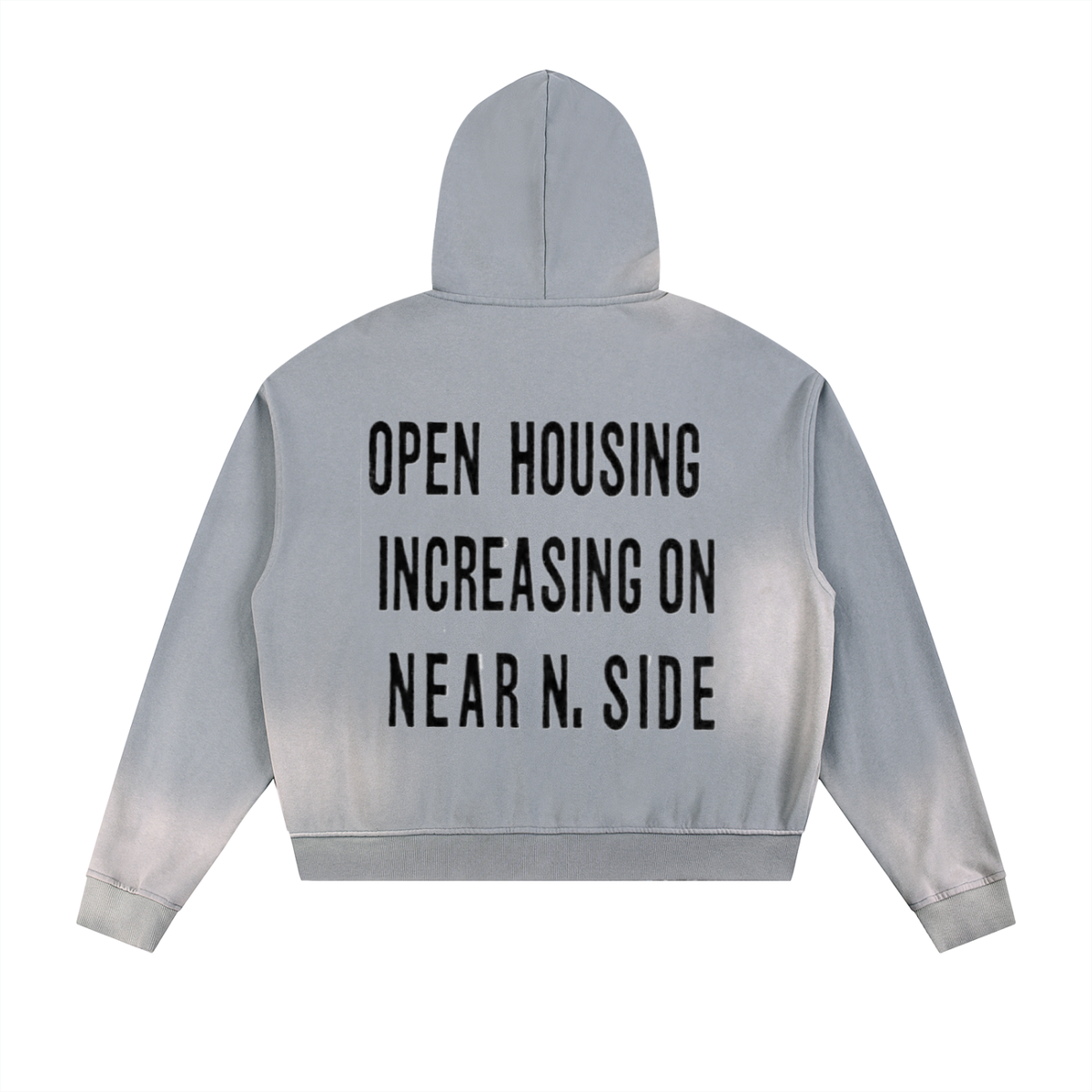 Sun Fade Frayed Raw Edge Fleece Zip Hoodie